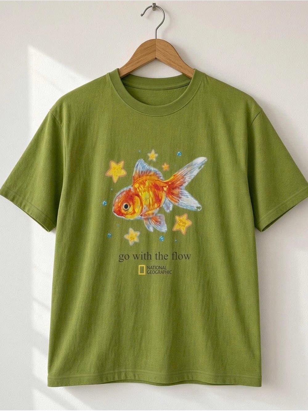Gildan Olive Green Goldfish Graphic Tee